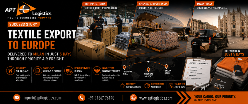 Textile Export to Europe Case Study | Priority Air Freight to Milan in 5 Days
